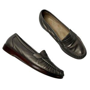 SAS Womens Metallic Pewter Silver Leather Penny Loafers Slip-On Size 8 M